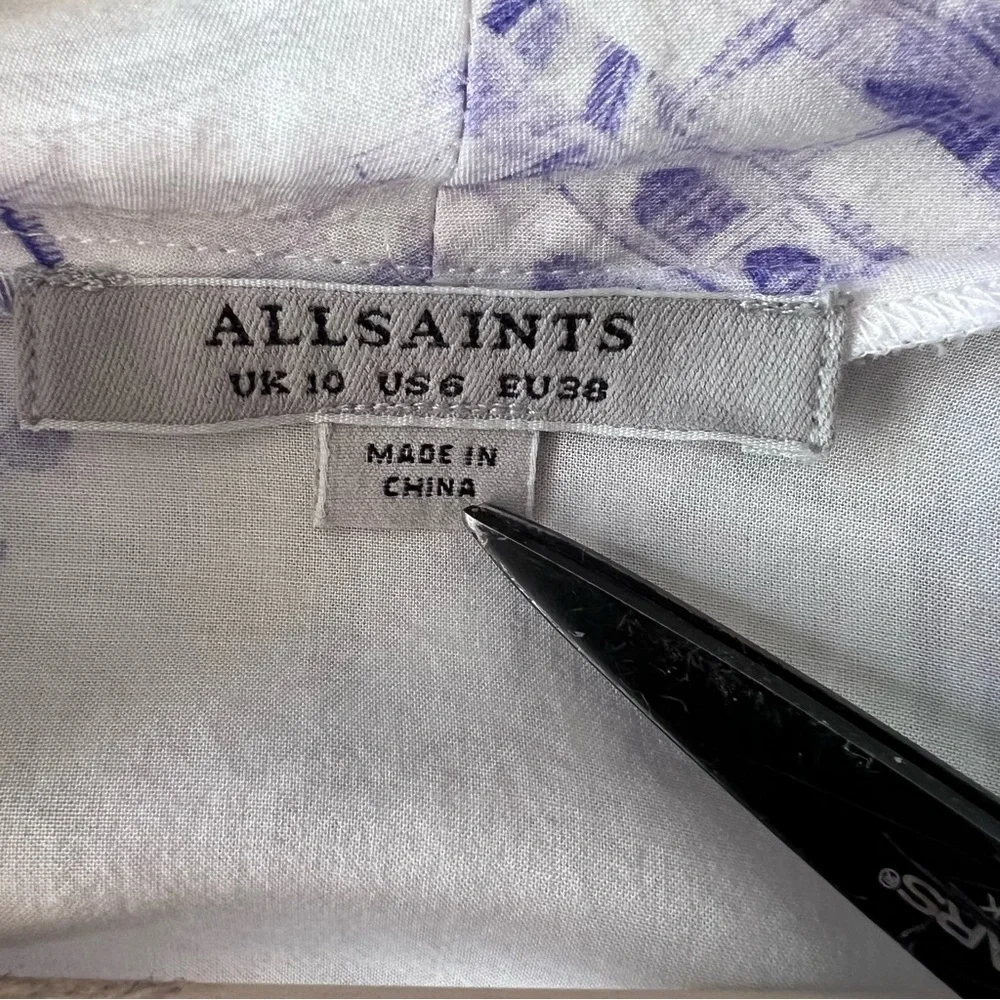 AllSaints Fay Tajpur Shirt Dress Blue and White Size 6 - Picture 8 of 12